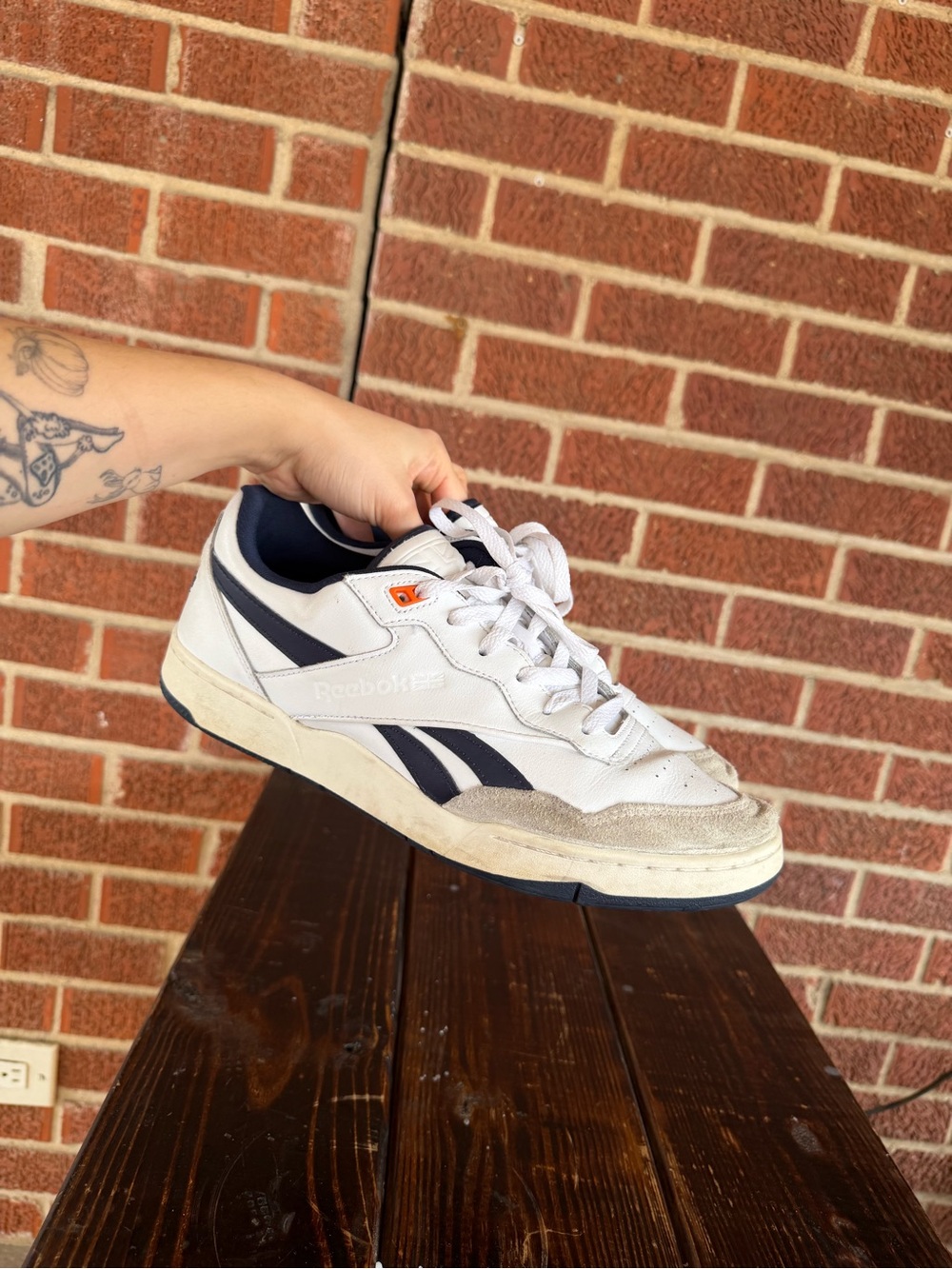 Reebok White and Navy Men's Sneaker Low-Top